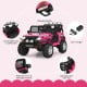 Kids electric ride-on truck in pink with comfortable seat, safety belt, and remote control for safe outdoor fun.
