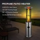 Stainless steel 40,000 BTU patio heater with glass tube, 360° heating, ideal for outdoor warmth and ambiance.