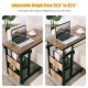 C-Shape mobile snack end table with adjustable height, storage shelves, and rolling wheels for versatile living space.