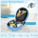 Kids luggage set showing ample storage space with zippered pocket and cross straps for toys, clothes, and toiletries.