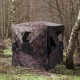 Portable deer hunting blind in camo pattern with shoot-through windows for 360° visibility, ideal for 2-3 hunters.