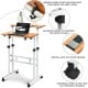 Height adjustable 2 in 1 sit-stand computer desk with spacious surface, antiskid strip, and four rolling wheels for.