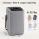 Compact gray 9.93 lbs full automatic washing machine with stainless steel tub and 8 preset programs for versatile laundry needs.