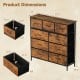 9-drawer fabric dresser with rustic brown finish, featuring a sturdy wooden top and metal frame for bedroom.
