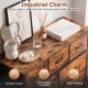 9-drawer fabric dresser with wooden top in rustic brown, featuring smooth touch and long-lasting durability for bedroom.