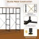 9-drawer fabric dresser with rustic brown wooden top, sturdy metal frame, and adjustable foot pads for stability.