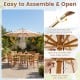 Beige 9 FT patio umbrella with bamboo ribs and safety latch, ideal for outdoor table use and poolside relaxation.