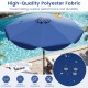 Navy 9 FT patio umbrella with crank handle, featuring tear-resistant polyester fabric and tilt adjustment for sun.