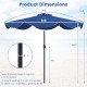 Navy 9 FT patio umbrella with crank handle and push button tilt, featuring ruffled edges for elegance and stability.