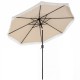 9 FT beige patio umbrella with sun-protective canopy, adjustable tilt, and elegant ruffled edges for garden or pool use.