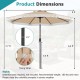 9 FT patio umbrella with beige polyester canopy, adjustable tilt, and elegant ruffled edges for garden or poolside.