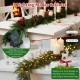 9 FT pre-lit artificial cypress Christmas garland with 50 warm white LED lights, perfect for mantel or staircase.