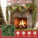 9 FT pre-lit artificial cypress Christmas garland with 50 warm white LED lights, perfect for festive mantel decoration.