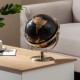 9-inch metallic black world globe with golden metal stand, featuring high-definition details and 720° rotation for.