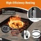 Close-up of the gas fire pit table with lava rocks and stainless steel burner, designed for 9-piece outdoor sectional.