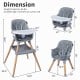9-in-1 convertible high chair in gray with solid wood legs, adjustable tray, and safety harness for babies and toddlers.