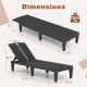 Dimensions of black outdoor PP chaise lounge chair set showing adjustable backrests, supporting up to 350 lbs for.