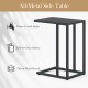 C-shaped side table in dark gray with a power-coated finish, designed for easy cleaning and stability in any room.