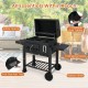 24-inch barrel charcoal grill with 2 folding side tables, 544 sq.in cooking area, and built-in thermometer for outdoor.