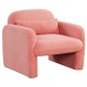 Pink velvet accent chair with armrests and waist pillow, perfect for adding charm to any modern bedroom decor.