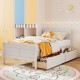 Twin size sleigh bed in white with two storage drawers, featuring a stylish headboard and ample bedroom storage.