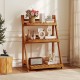 Foldable 3-tier solid wood plant stand with smooth finish, ideal for potted plants and home decor in any setting.