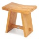 Curved teak shower bench with solid construction, smooth edges, and water-resistant finish for comfort and durability.