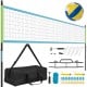 Portable outdoor volleyball net set with adjustable poles, carrying bag, and accessories for easy setup and transport.