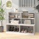 White entryway shoe cabinet featuring 4-cube storage and 2 spacious compartments for organized shoe storage.