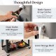 Portable patio cooler in gray with bottle opener, drain outlet, and bottom storage shelf for easy beverage access.
