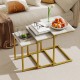 Three-piece multifunctional coffee end table set in white with a C-shaped frame, perfect for living room or office use.
