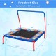 Kids indoor outdoor square trampoline with foamed handrail, 36" x 36", designed for safety and fun, suitable for ages.