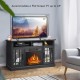 48-inch electric fireplace TV stand in black, accommodating TVs up to 55 inches, featuring realistic flame effect and.