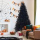 Black 7.5 feet hinged artificial Halloween Christmas tree with realistic branch tips, perfect for festive indoor.