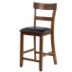 Counter height chair with rubber wood legs and PVC leather seat, designed for comfort and elegant style.