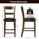 Counter height chair with leather seat and rubber wood legs, featuring a curved backrest for comfort and support.