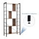 4-tier industrial bookshelf with adjustable foot pads, featuring thick chipboard and a durable steel frame for stable.