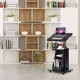 Height adjustable black sit-to-stand laptop desk cart with storage, ideal for home office or study use.