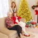 Champagne gold 6 ft artificial tinsel Christmas tree with hinged branches and sturdy metal stand for festive indoor or.