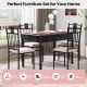 Stylish dining table set with a modern design, featuring a black metal frame and cushioned chairs for comfortable.