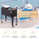 Rattan rolling cooler cart with 80QT capacity, dual lids, and wheels for easy movement; keeps drinks cool for 36 hours.