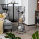 3-tier fruit basket stand with adjustable heights, featuring removable wire baskets for storage in kitchen or living.