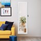 Door mounted lockable mirrored jewelry cabinet with LED lights, featuring a full-size mirror and stylish design for.