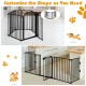 5-panel adjustable black metal fireplace fence with walk-through door, ideal as a pet gate or safety barrier for indoor.
