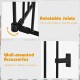 Rotatable joint detail of the 115-inch black metal fireplace fence, featuring wall-mounted accessories for versatile.