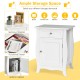 Wooden accent end table in white with spacious tabletop, drawer, and cabinet for stylish storage in any room.