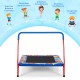 Kids 36" square trampoline with foamed handrail in blue, designed for indoor and outdoor fun and safety.