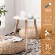 Modern 16-inch round coffee table with white MDF top and pine wood legs, ideal for living room or bedroom use.