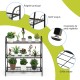 3-tier metal plant stand shelf with adjustable footpads, sturdy steel frame, ideal for indoor or outdoor plant display.