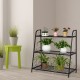 3-tier metal plant stand shelf with sturdy steel frame, perfect for displaying plants and decorations in any room.